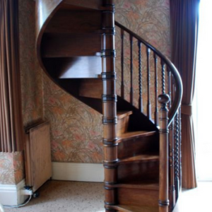 wooden stair case