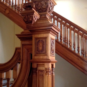 wooden stair case