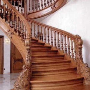 wooden stair case
