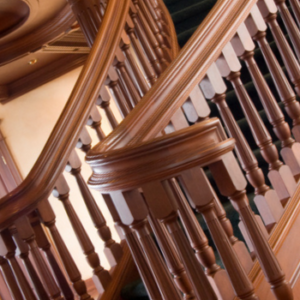 wooden stair case